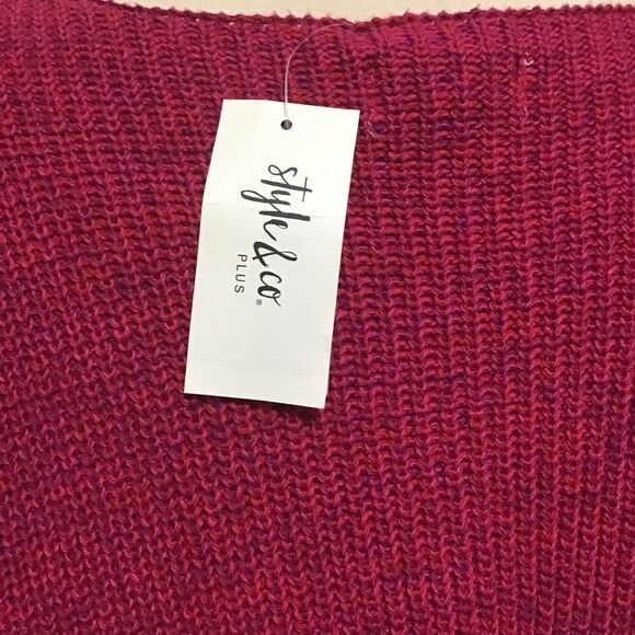 Style & Co Plus Pink V-Neck Sweater 3X NWT - Picture 5 of 7